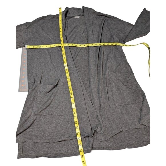Eileen Fisher Womens Charcoal Gray Open Front Cardigan Pockets XL Relaxed Fit Li - Picture 10 of 11